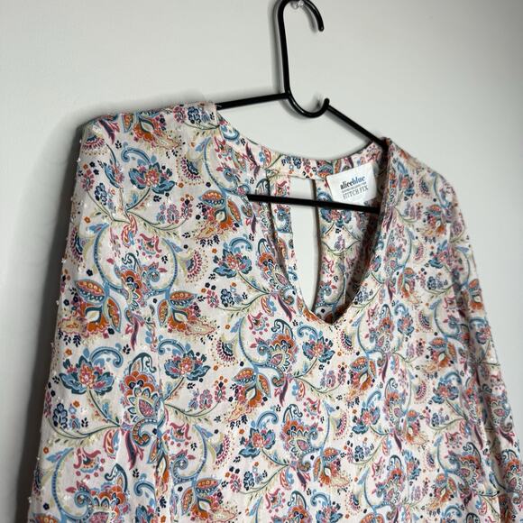 Alice Blue Stitch Fix Womens Sweet Rain Top Small Swiss Dot Peasant Colorful - Picture 3 of 7